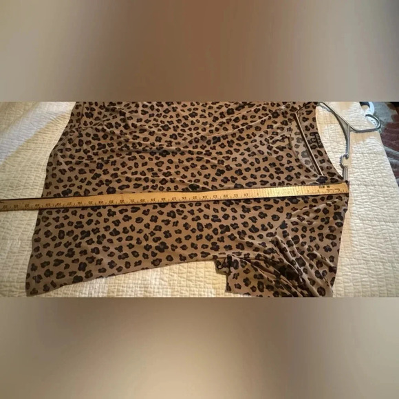 IMAN Global Chic Blouse Brown Tan Black Animal Print 3/4 Sleeve Gold Plus Sz 1X - Picture 9 of 9